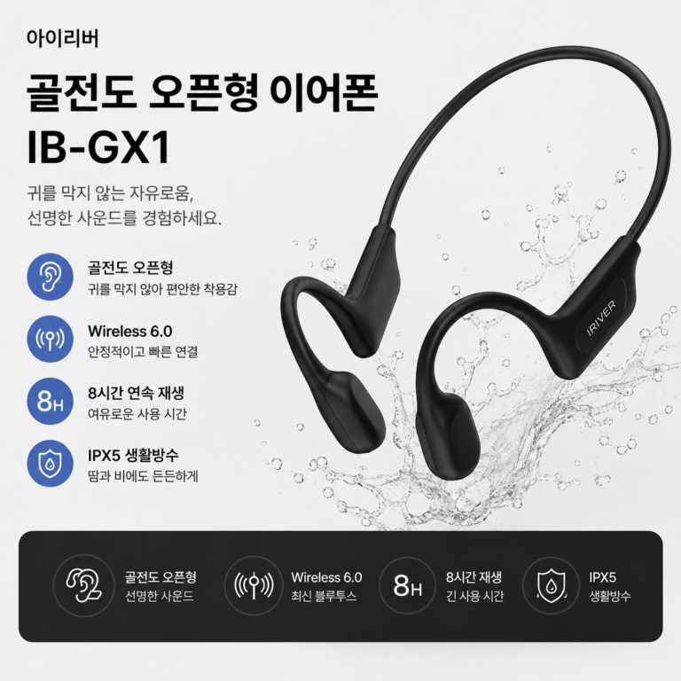 아이리버 IB-GX1 골전도 이어폰 오픈형 생활방수 무선 블루투스 6.0 이어폰